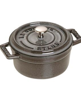 Staub Cast Iron 0.25qt /10cm Mini Round Cocotte Two-Handle - Graphite Grey